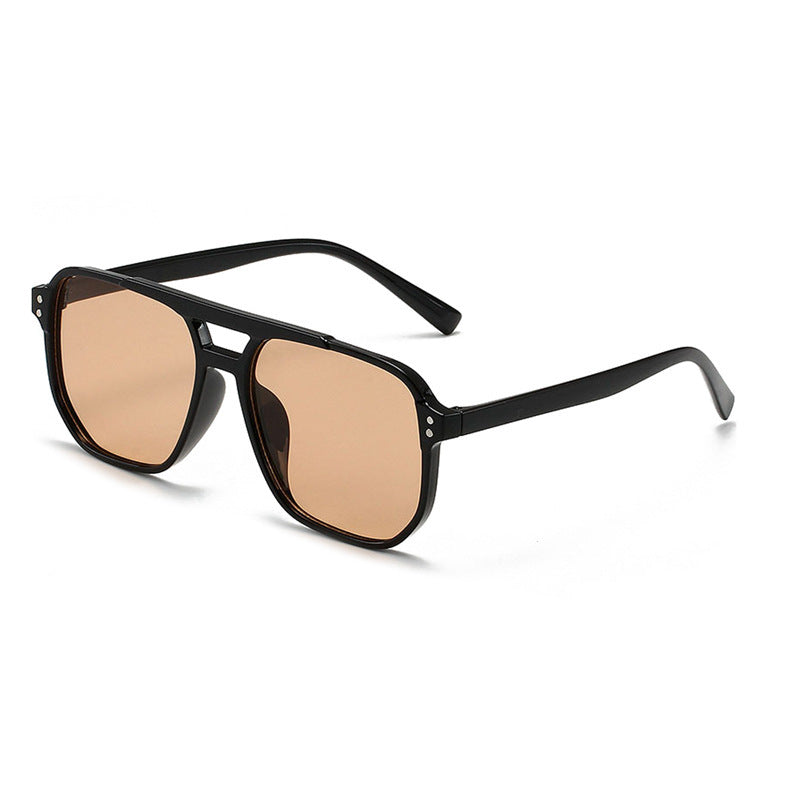 Wholesale Square frame sunglasses UV protection retro marine lenses double beam rice nail aviator sunglasses